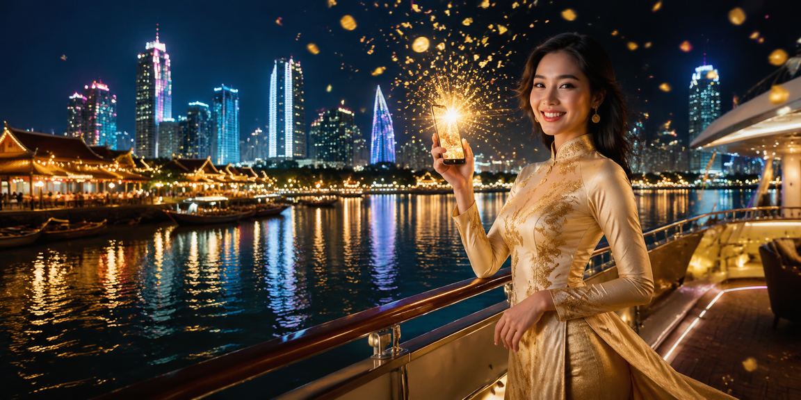 Cô gái mặc áo dài trên đồi Sapa đang dùng điện thoại chơi casino